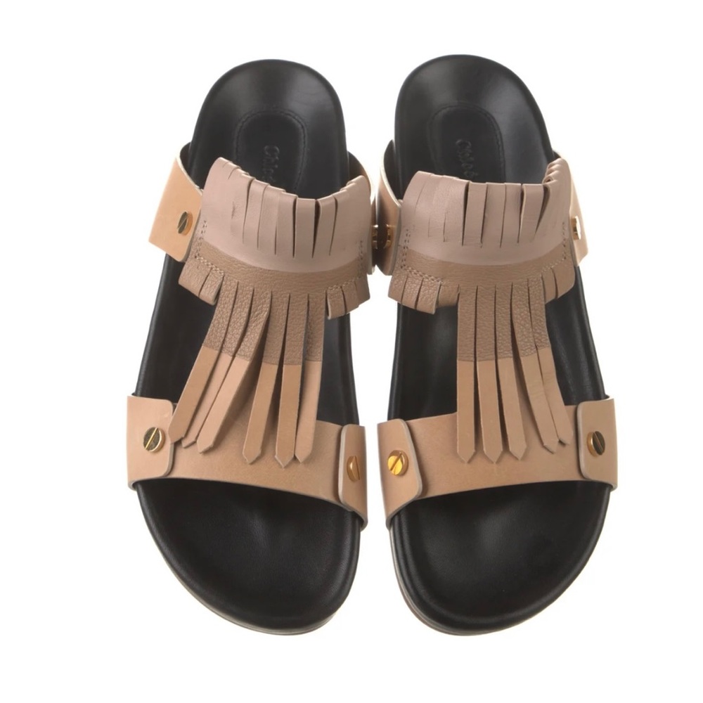 Chloe Leather Slides, black and neutral. Good condition